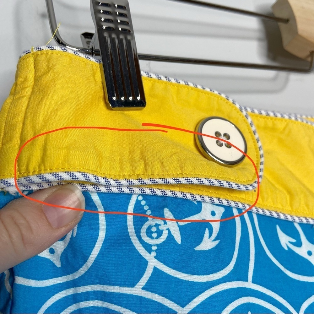 L.L. Bean Blue & Yellow Anchor Print Nautical Sailor A Line Flare Skirt - Picture 3 of 10